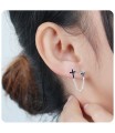 Cross and Skull Stud Earrings Chain STC-68